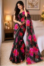 Premium Soft Georgette Saree with Pearl Work - Image 2