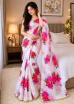 Premium Soft Georgette Saree with Pearl Work - Image 10