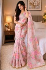 Premium Soft Georgette Saree with Pearl Work - Image 3