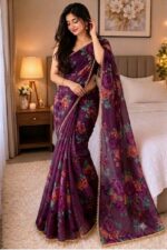 Premium Soft Georgette Saree with Pearl Work - Image 5