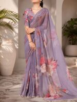 Premium Soft Georgette Saree with Pearl Work - Image 7