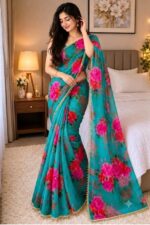 Premium Soft Georgette Saree with Pearl Work - Image 9